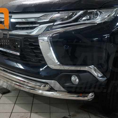 Захист переднього бампера Mitsubishi Pajero Sport (2016-) (подвійний)