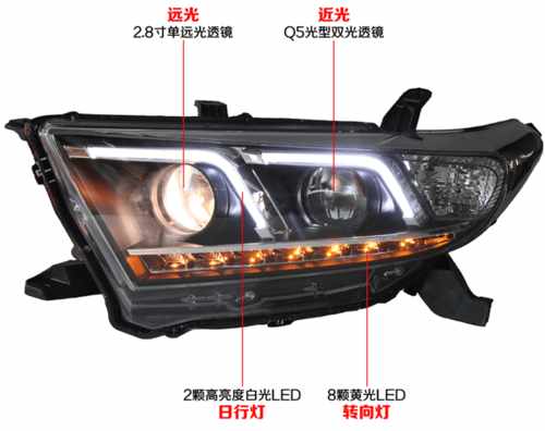 Передні світлодіодні LED фари V4 з DRl для Toyota Highlander 2010+