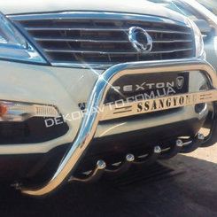 Кенгурятник з написом і грилем D60 для Ssang Yong Korando 2013+ (WT004)