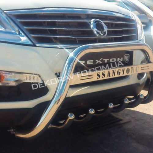 Кенгурятник з написом і грилем D60 для Ssang Yong Korando 2013+ (WT004)