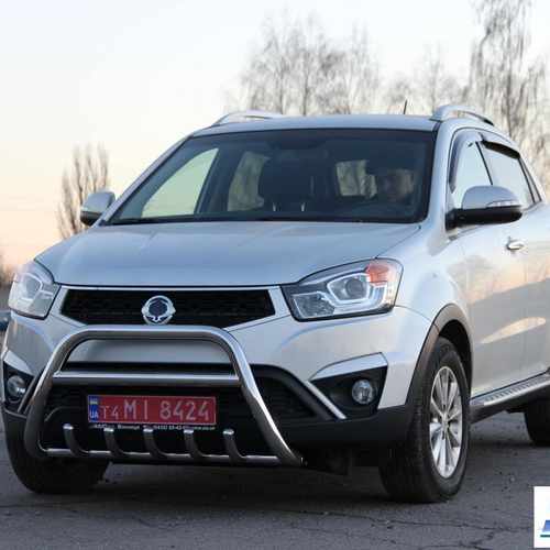 Кенгурятник з перемичкою і грилем D60 для Ssang Yong Korando 2013+