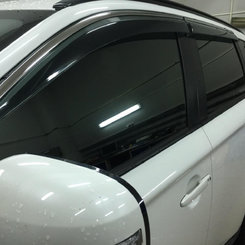 Дефлектори вікон вітровики з хром вставкою (нерж.) для Mitsubishi Outlander 2012-2015