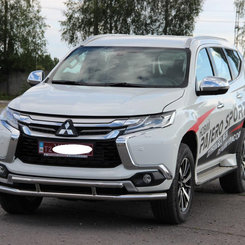 Захист переднього бампера подвійний для Mitsubishi Pajero Sport 2016+