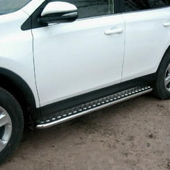 Пороги майданчик (чорний метал) для Toyota Rav 4 2013+ лист з нержавіючої сталі d60