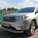 Захист бампера подвійний (чорний метал) для Toyota Highlander 2010-2013