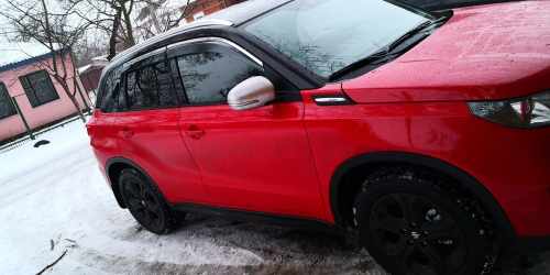 Ветровики Suzuki Vitara 2015+, с хром окантовкой 4шт.
