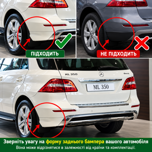 Брызговики Mercedes ML class W166 2012-2015, подножки+AMG пакет, (4шт.)