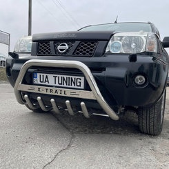 Кенгурятник з написом і грилем для Nissan X-trail 2007-2014