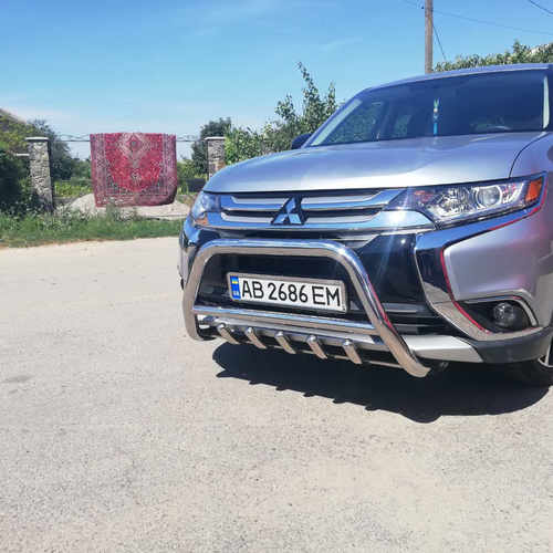 Кенгурятник з перемичкою і грилем для Mitsubishi Outlander 2012-2020