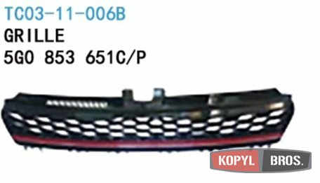 Решітка радіатора в стилі GTI без лого для Volkswagen Golf 7 2012-