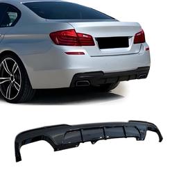 Дифузор накладка заднього бампера M - Performance BMW 5 series F10 2010-2016 під вихлоп з двох сторін, чорний глянець