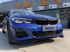 Накладка переднього бампера спойлер M performance BMW 3 series G20 G21 2018-2022 абс пластик, чорний глянець