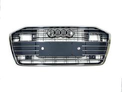 Решітка радіатора ПІД РАДАРИ Audi A6 C8 2018+ темно-сіра з хромом
