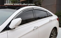 Дефлекторы окон ветровики с хром окантовкой (нерж.) для Hyundai Sonata 2010+