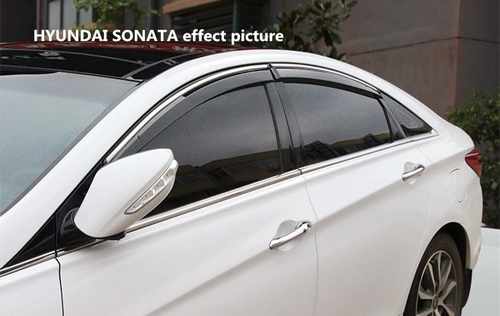 Дефлектори вікон вітровики з хром окантовкою (нерж.) для Hyundai Sonata 2010+