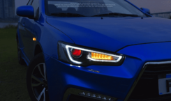 Передние LED фары с DRL для Lancer 10 (Audi Q5 стиль)