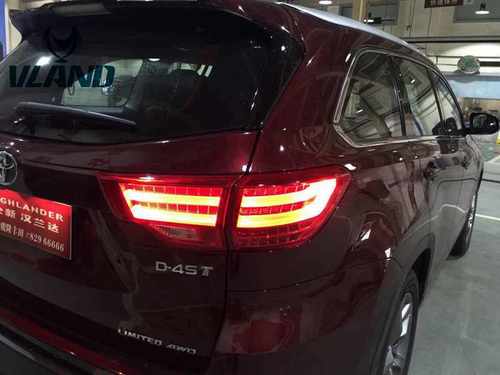 Задні ліхтарі LED для Toyota Highlander 2014+ BMW стиль (червоні)