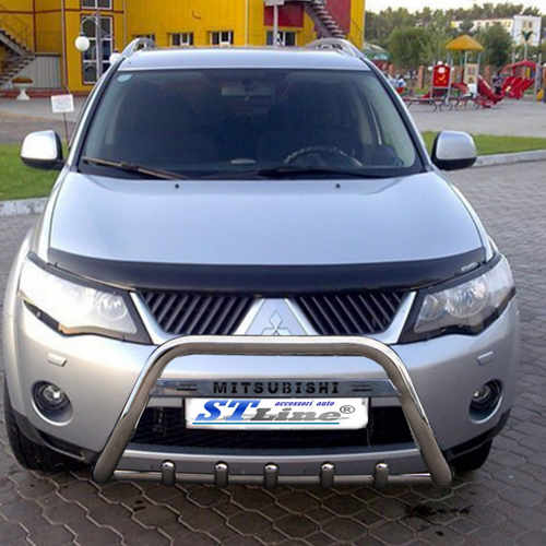 Кенгурятник з написом і грилем D60 для Mitsubishi Outlander 2006-2010 (WT004)