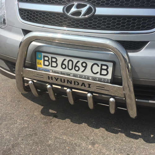 Кенгурятник з написом і грилем D60 Tamsan для Hyundai H-1 2008+