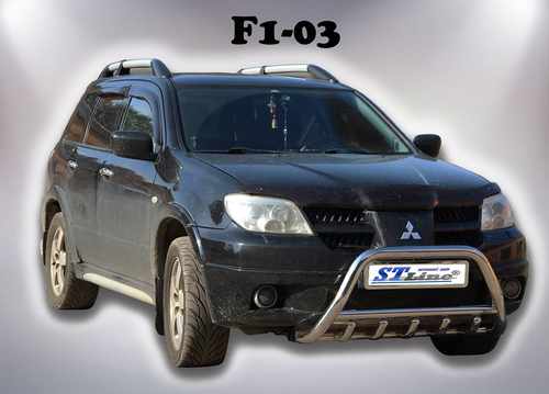 Кенгурятник з перемичкою і грилем для Mitsubishi Outlander 2003-2006 труба 51 мм