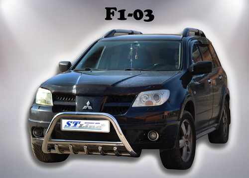 Кенгурятник з перемичкою і грилем для Mitsubishi Outlander 2003-2006 труба 51 мм