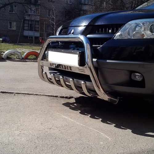 Кенгурятник з написом і грилем D60 для Mitsubishi Outlander 2003-2006