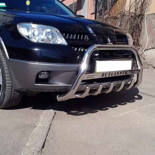 Кенгурятник з написом і грилем D60 для Mitsubishi Outlander 2003-2006