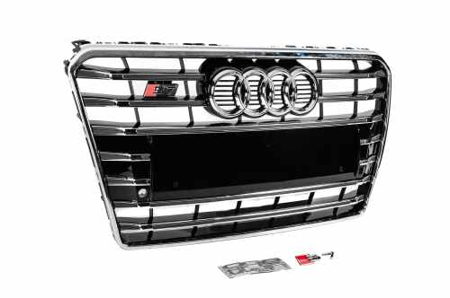 Передня решітка S-Style Audi A7 2010-2014, чорна з хромом, GT Tuning