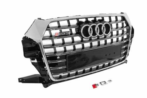 Передня решітка RSQ-Style Audi Q3 2015-2019, чорна з хромом, GT Tuning