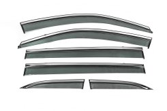 Вітровики Toyota Highlander XU50 2013-2019, з хромованим молдингом, Niken Luxury (6 шт)