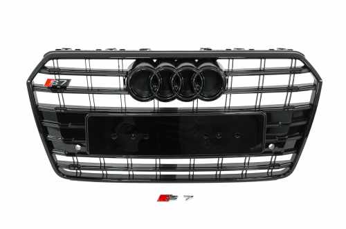 Передняя решетка S-Style Audi A7 2015-2018, черная, GT Tuning