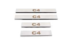 Накладки на пороги Citroen C-4 2004-2010, нержавіюча сталь, Carmos (4 шт)