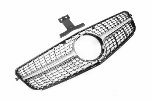 Передняя решетка Diamond Silver Mercedes C-class W204 2007-2015, Cixtai