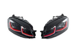 Передние фары Red FullLed Volkswagen Golf 7/E-Golf 5G 2012-2017, без блоков, GBT (2 шт)