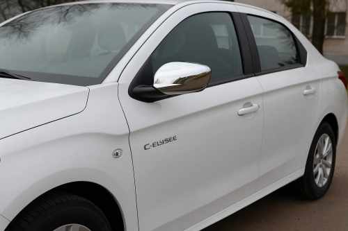 Накладки на дзеркала Peugeot 301 2012+, нержавіюча сталь, Carmos (2 шт)