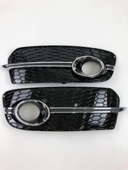 Грати в бампер Audi Q5 12-16г For ACC Black Silver в стилі S-Line