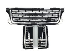 Решетка радиатора+жабра Range Rover Vogue L322 2010-2012год full black&chrome bar