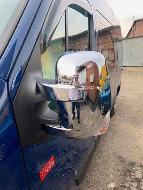 Накладки на дзеркала Nissan NV400 2010-2024, хромований ABS-пластик, Carmos (2 шт)