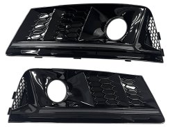 Грати в бампер Audi A4 B9 15-19г For ACC у стиле S-Line Full Black