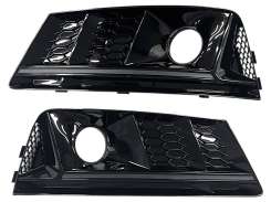 Грати в бампер Audi A4 B9 15-19г For ACC у стилі S-Line Full Black
