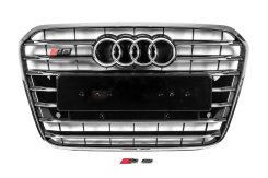 Передняя черная решетка с хромированной рамкой S-style Audi A6 C7 2011-2014, GT Tuning