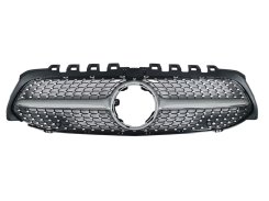 Грати радиатора Silver (без места под камеру) Diamond для Mercedes-Benz A-Class W177 2018–2022