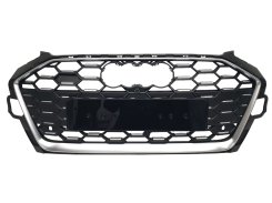 Решетка радиатора Chrome Black (Mate) (в стиле S4) для AUDI A4 B9 2019–2023