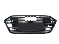 Решетка радиатора Full Black (стиле S7 под камеру и радары) для AUDI A7 4K 2017–2023