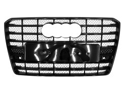 Решетка радиатора Full Black (в стиле W12) для Audi A8 D4 2014–2017