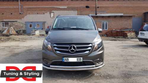 Передній захист ST014 (нерж.) 60/42 для Mercedes Vito / V-class W447 2014-2024 рр
