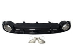 Дифузор (заднього бампера) Black Silver/Chrome Pipe (в стилі RS7) на AUDI A7 4G 2010-2014 року