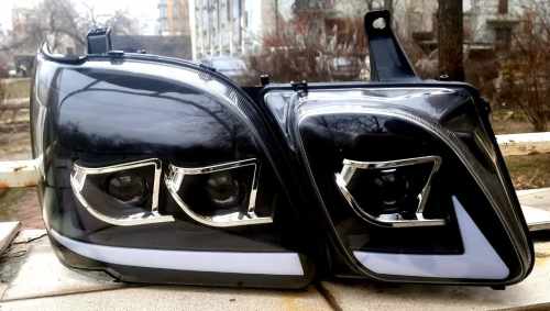 Передние фары Full LED черные RP для Lexus LX470 1998+