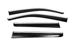 Вітровики Nissan Navara 2006-2015, з хромованим молдингом, Sunplex (4 шт)