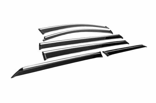 Вітровики Toyota Sienna 2010-2020, з хромованим молдингом, Niken Luxury (6 шт)